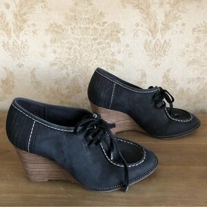 Clarks Dark Grey Wedge Lace-Up Shoes